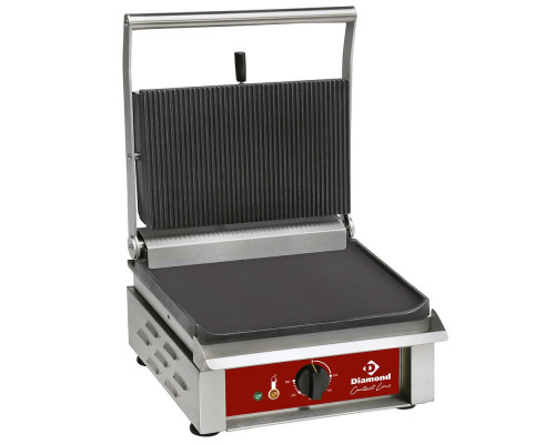 Diamond CONTACTSM1/SN Single Ribbed Top Smooth Bottom Contact Grill, 3kW – Commercial Cooking Equipment