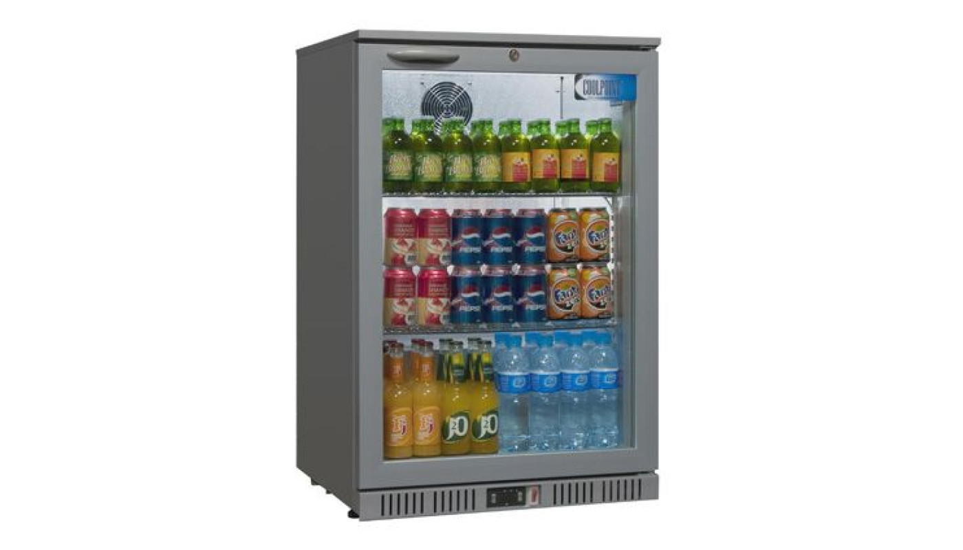 Coolpoint HX100 Hinged Glass Single Door Grey Bottle Cooler, 126 x 275ml Bottles – Commercial Refrigeration