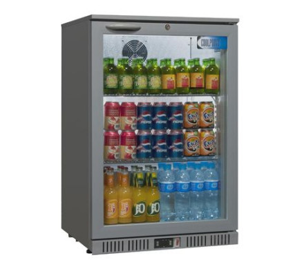 Coolpoint HX100 Hinged Glass Single Door Grey Bottle Cooler, 126 x 275ml Bottles – Commercial Refrigeration – Coolpoint