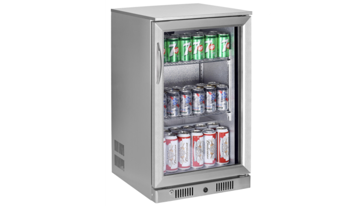 Sterling Pro Green SP1HC-STS Single Door Stainless Steel Bottle Cooler, 106 x 330ml Bottles – Commercial Refrigeration