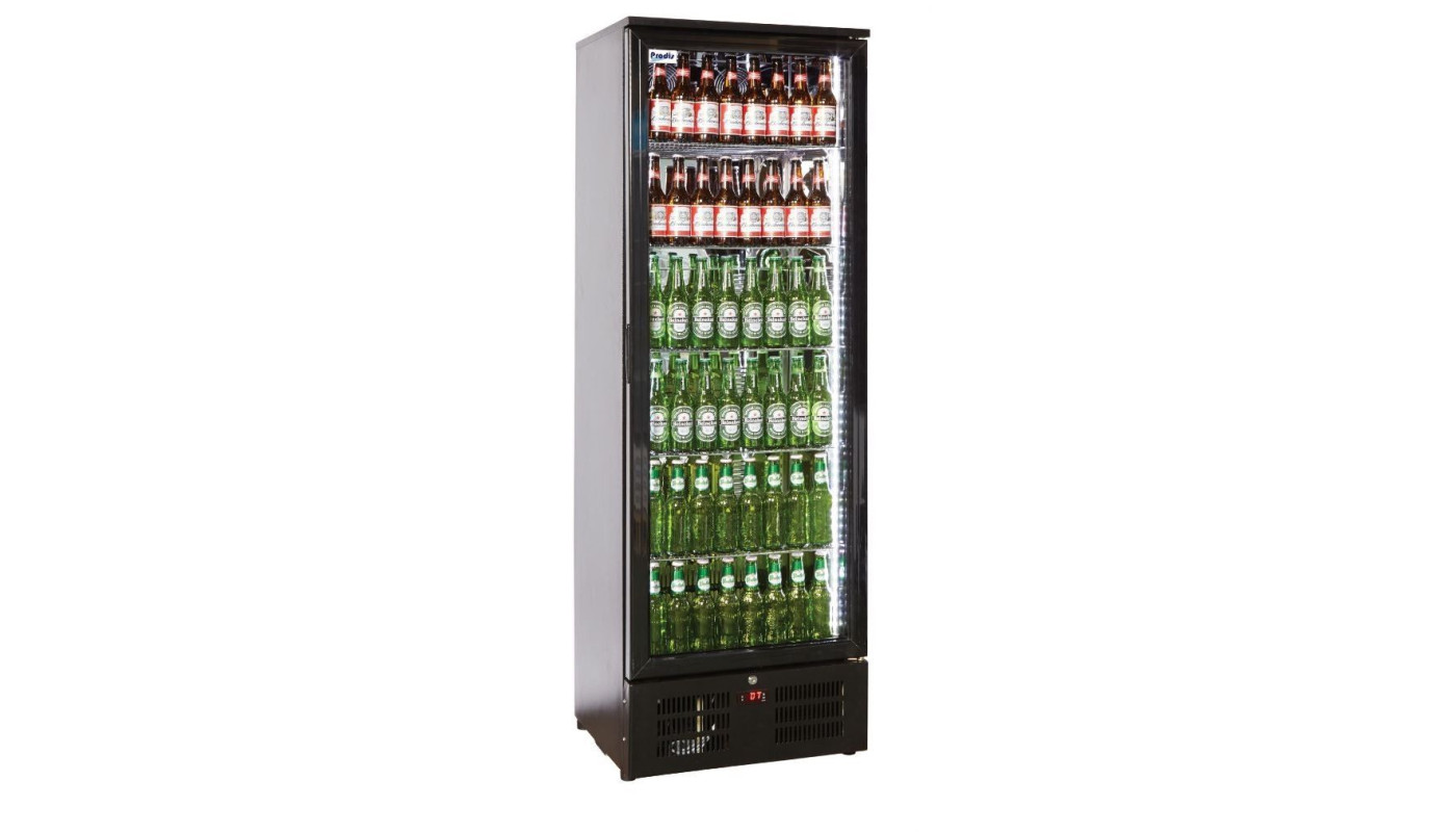 Prodis NT10-HC Hinged Glass Single Door Black Upright Bottle Cooler, 340 Litre – Commercial Refrigeration