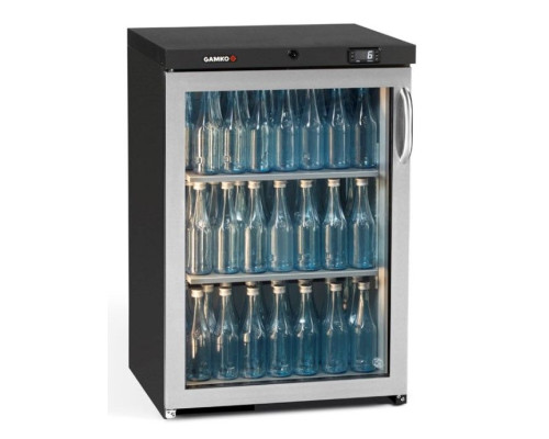 LG Gamko MG3/150LGCS Maxiglass Left Hand Hinged Stainless Steel Frame Glass Single Door Undercounter Bottle Cooler, 150