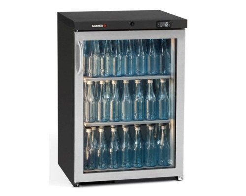 Gamko MG3/150RGCS Maxiglass Right Hand Hinged Stainless Steel Frame Glass Single Door Undercounter Bottle Cooler, 150 Litre