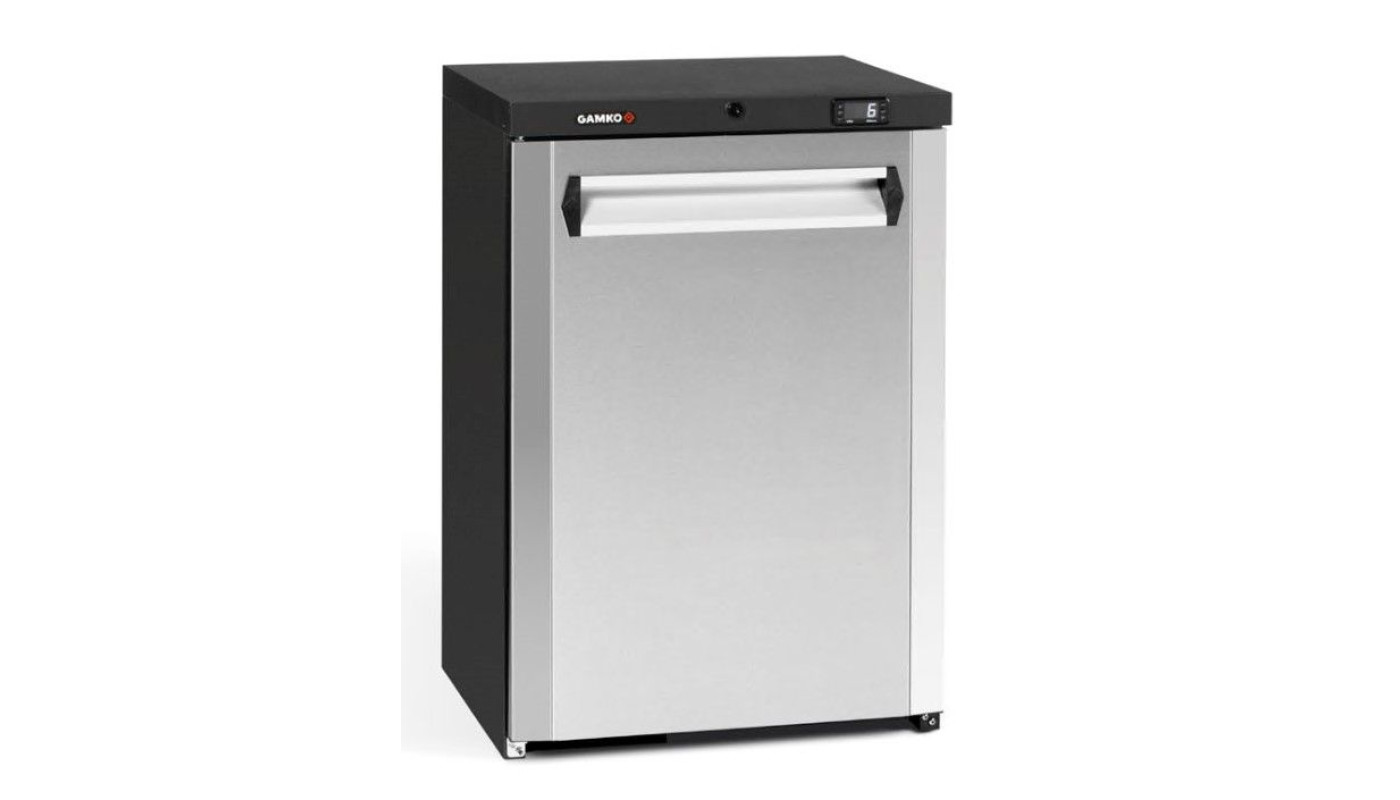 Gamko MG3/150RCS Maxiglass Right Hand Hinged Solid Single Door Undercounter Stainless Steel Bottle Cooler, 150 Litre