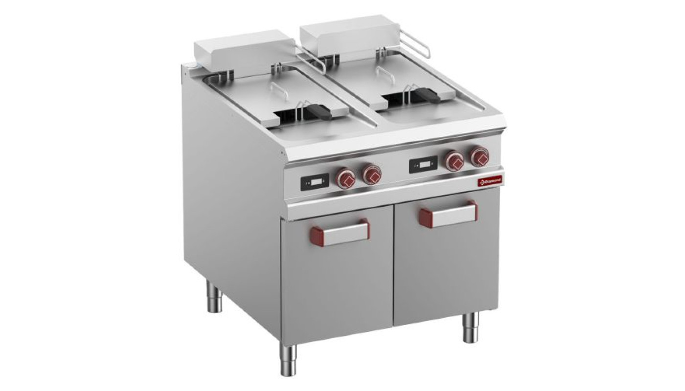 Diamond E9/F36A8-ND Double Basket Freestanding Electric Fryer On Neutral Closed Cupboard, 32kW