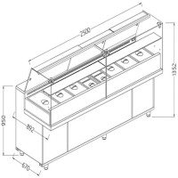 Diamond VA25XG/R Saladette Snack Bain Marie Display Counter With Understorage, 2500mm – Commercial Refrigeration