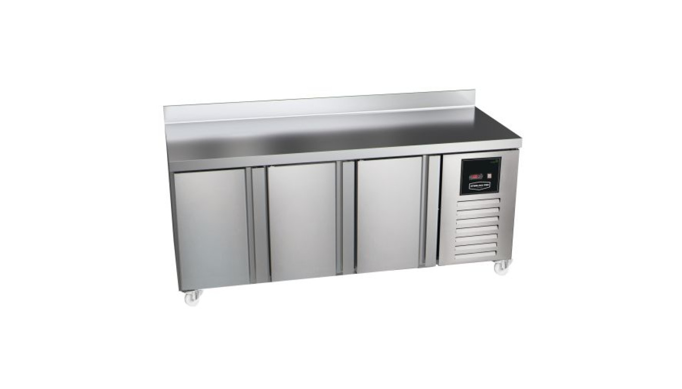 Sterling Pro Green SPI-7-180-30-SB 3 Door Counter Fridge With 100mm Splashback, 452 Litre – Commercial Refrigeration