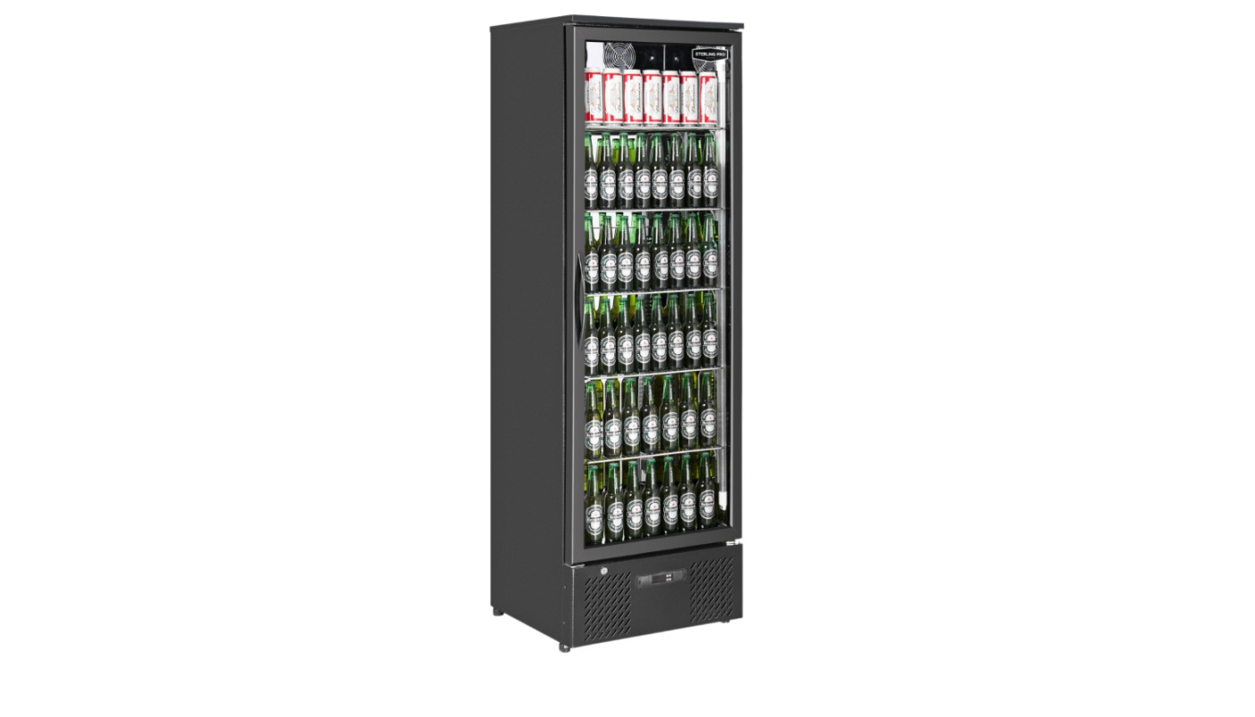 Sterling Pro Green SP110-BK Single Door Black Upright Bottle Cooler, 293 Litre – Commercial Refrigeration