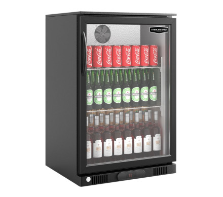 Sterling Pro Green SP1HC-BK Hinged Single Door Bottle Cooler, 106 x 330ml Bottles – Commercial Refrigeration – Sterling Pro