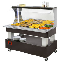 Diamond ABM/4N-B1 Wengé Wood Warming Bain Marie Buffet Bar, 4 X 1/1 GN – Commercial Catering Equipment