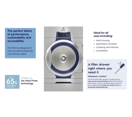 Electrolux TD6-14 Tumble Dryer – 14kg Commercial Dryer – Electric, Gas or Steam – Line 6000 â€“ Commercial Tumble Dryers