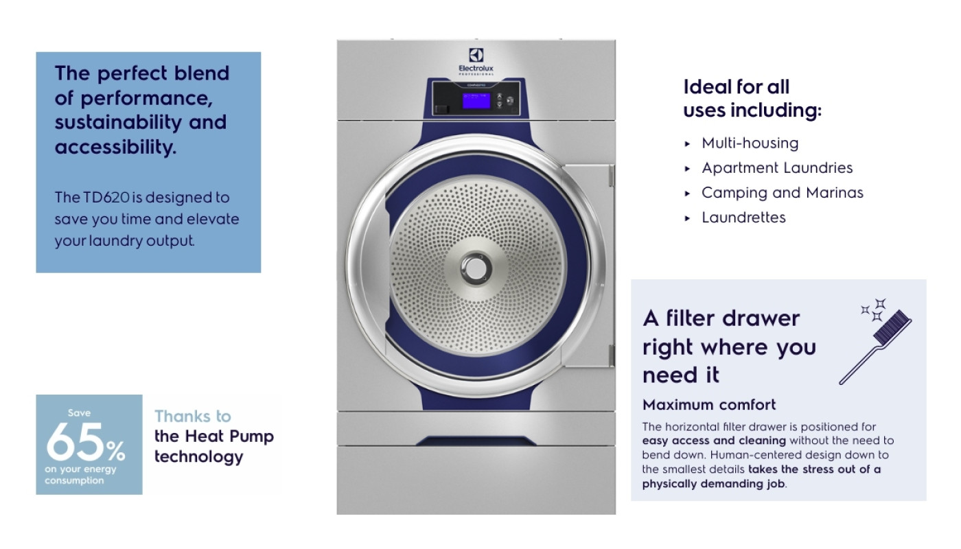 Electrolux Line 6000 TD6-20 20kg Commercial Heat Pump Tumble Dryer