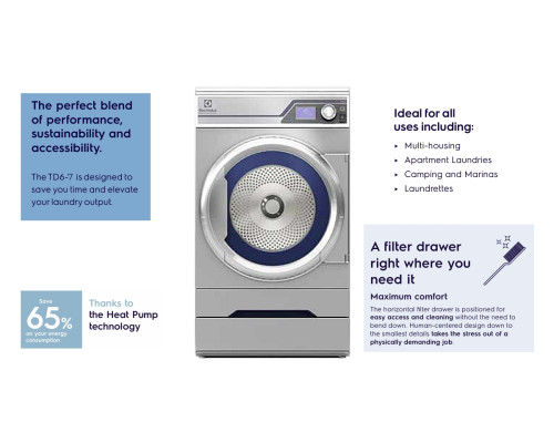 Electrolux Professional TD6-7 Heat Pump Tumble Dryer – 7.5kg Line 6000 – Commercial Laundry Equipment