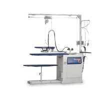 Ironing System with boiler, iron, overhead gantry, light and sleeve arm