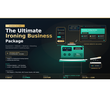 Ultimate Ironing Business Starter Package – Equipment + Website + Booking – Commercial Ironing Spare Part â€“ Irons / Tables