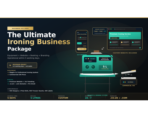 Ultimate Ironing Business Starter Package – Equipment + Website + Booking – Commercial Ironing Spare Part